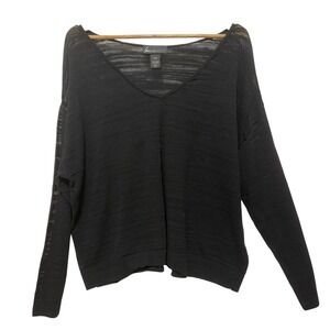 Lane Bryant Women Sweater 18/20 Black Light Sheer Witchy Minimalist Whimsygoth